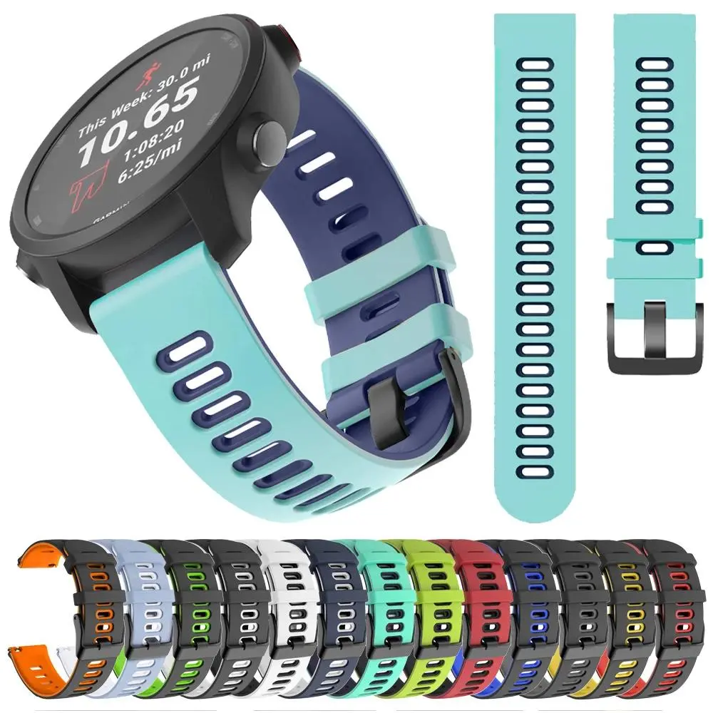 20mm 22mm Replacement Watch Strap for Garmin Vivoactive 6 5 4 3 Forerunner 570 255 265 165 170 70 245 645 Music Watchband Venu 4 3 2 SQ 2Plus Rubber Bracelet Smart Watch Straps