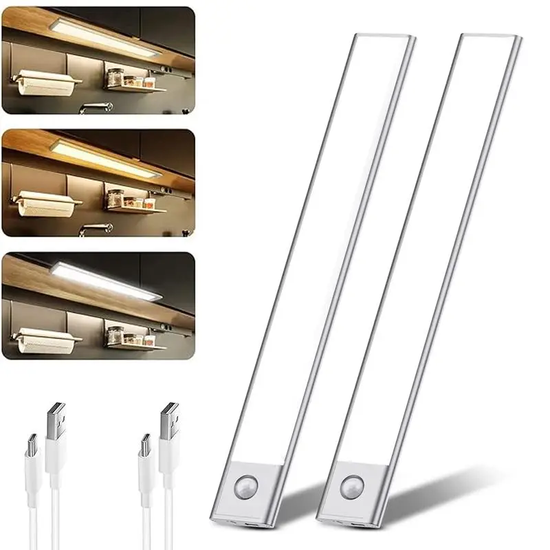 LED Under Cabinet Light, Rechargeable Magnetic Strip Lights, Indoor Motion-Sensor Light, Under Closet Light for Kitchen, Closet, Cabinet