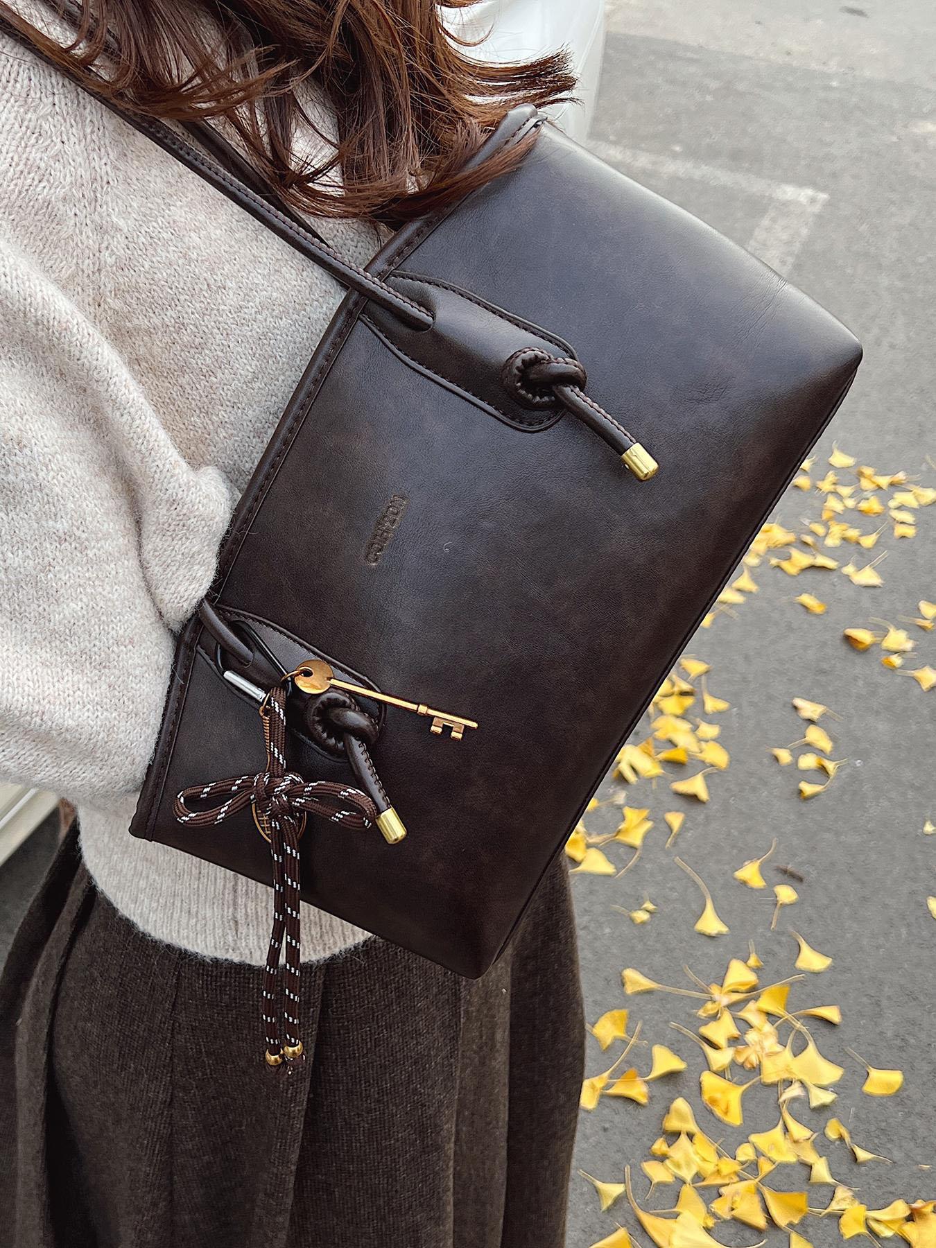 26 Women's Elegant Solid Color Hobo Shoulder Bag, Fashionable Large Capacity Crossbody Bag for Daily Used, Casual Trendy Versatile High-quality Daily Commuting Bag