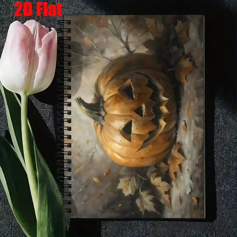 1 Halloween Jack-o'-lantern Spiral Notebook, 5.7x8.26 inch, Premium Lined Pages, Durable Coil Binding, Spooky Festival Journal, Halloween Party Notes, Trick-or-Treat Planner, Horror Theme Notebook for Kids and Adults, Perfect Gift for Halloween E