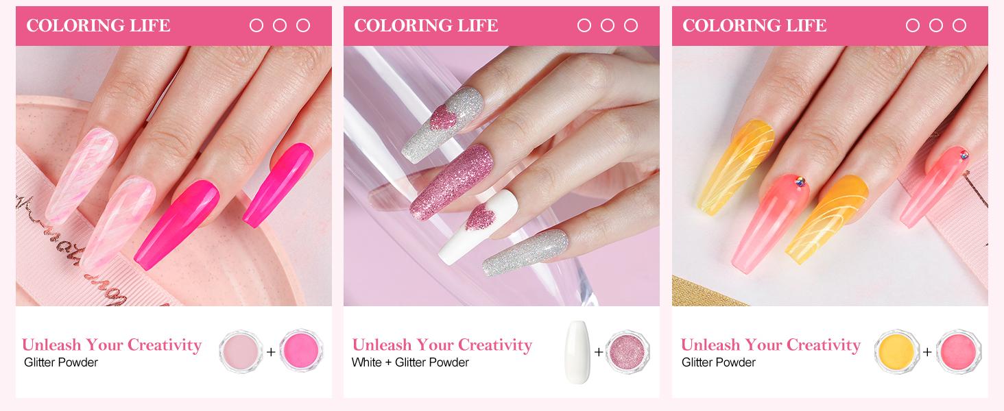 Acrylic Nail Kit for Beginners with Everything Professional Nails Kit Acrylic Set with Drill and U V Light Glitter Powder Decorations Rhinstones DIY Gifts for Women