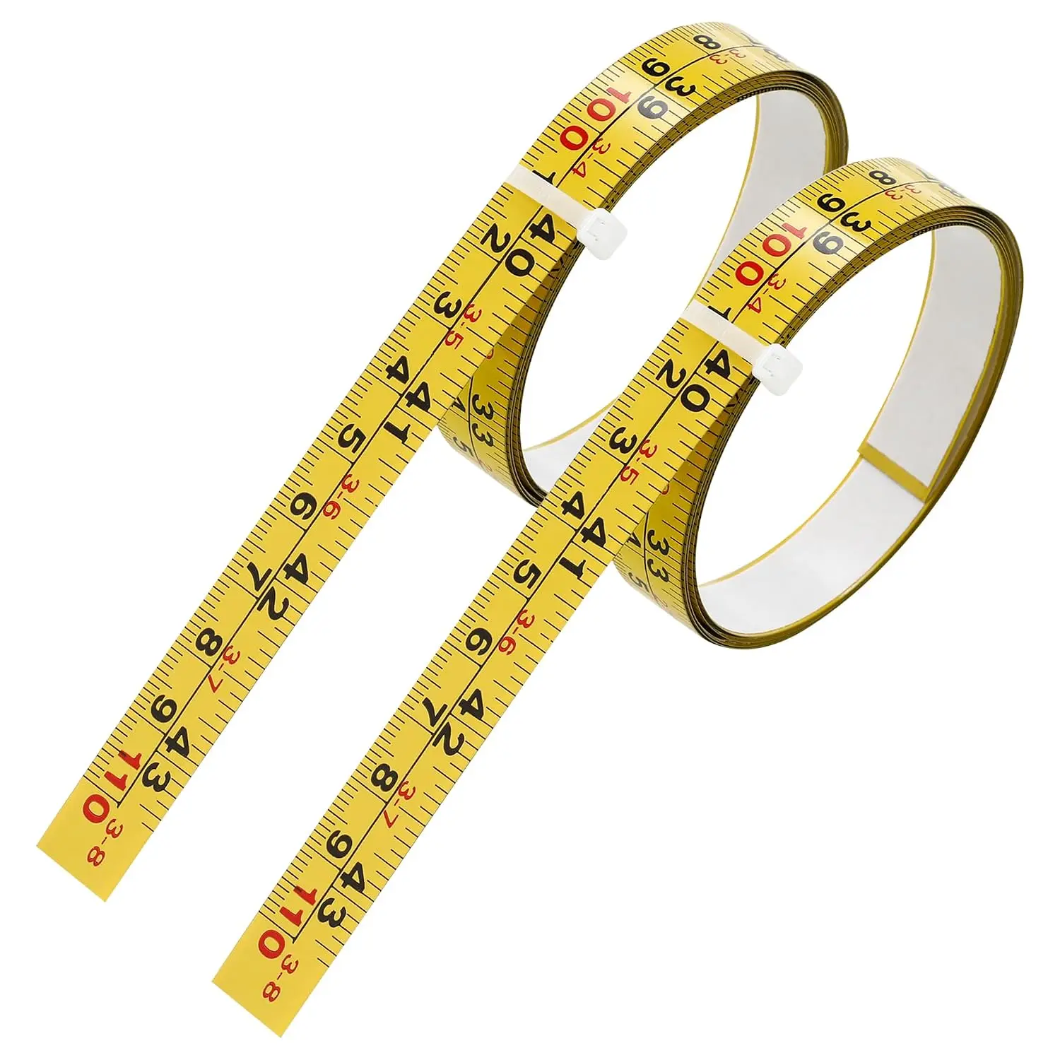 2-Pack Steel Self-Adhesive Measuring Tape, 44-Inch or 110cm |  and Metric Scale Ruler Sticker, Left to Right Reading, For Workbench, Woodworking, , Drafting Table, Yellow