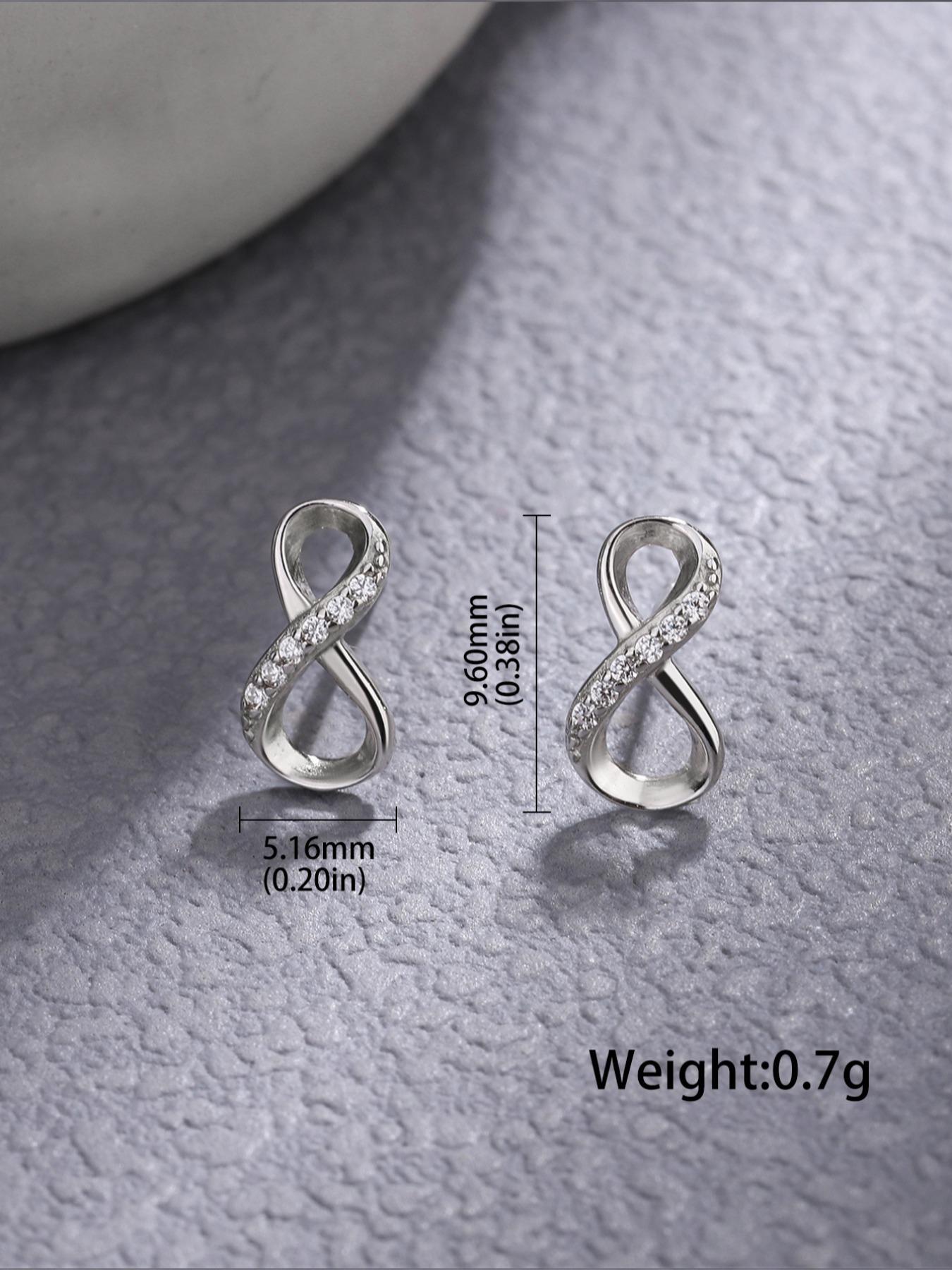 S925 Sterling Silver Infinity Symbol Design Stud Earrings, High Quality Earrings, Fashionable Earrings for Women & Girls, Trendy All-match & Exquisite Jewelry for Birthday Gift, Artificial