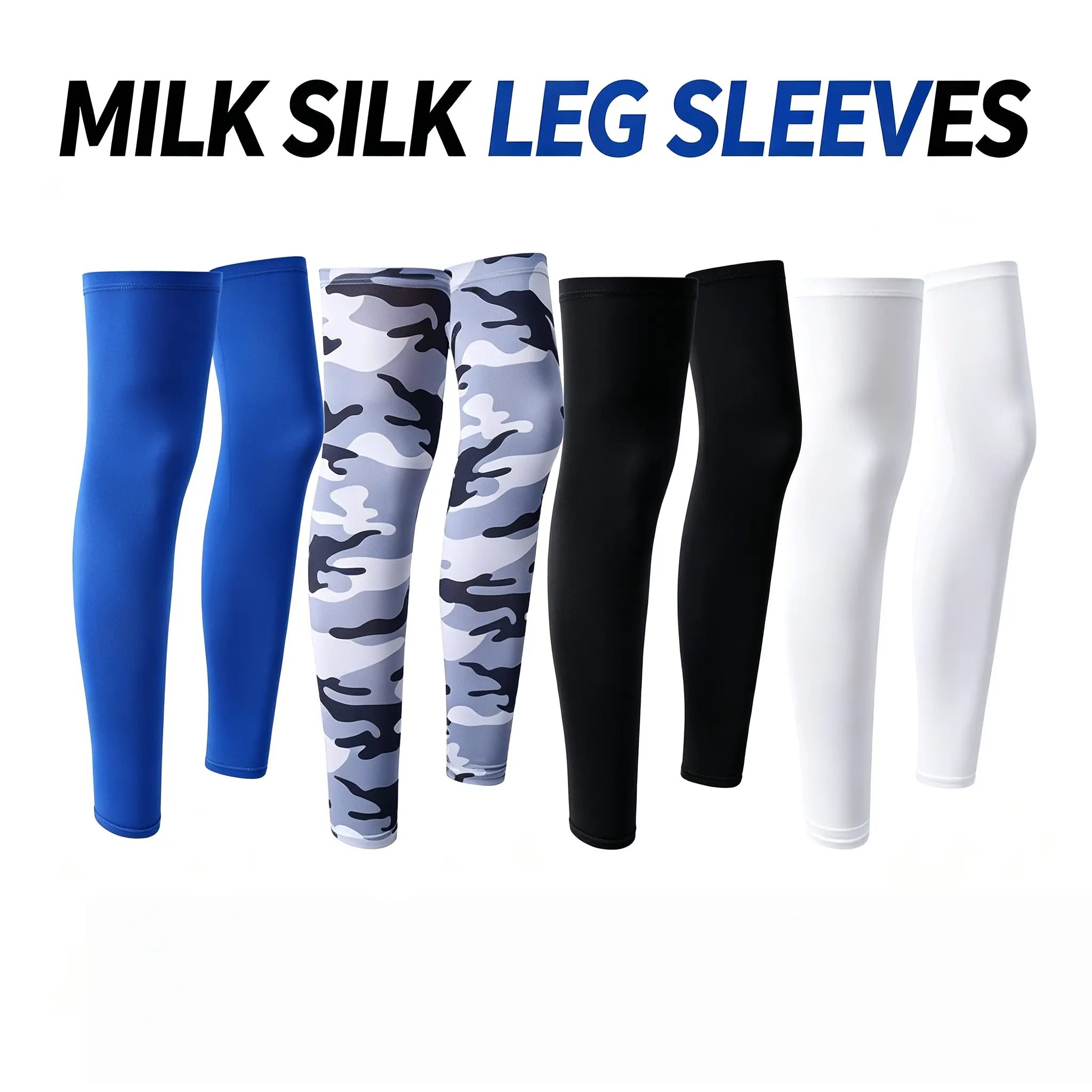 Road Mountain Bike Cycling Ice Silk Leg Sleeves, Summer Thin Breathable Cycling Knee Protectors, UV Protection Cooling Sports Leg Guards for Biking, Silicone Anti-Slip Thin Breathable Knee Covers, UV Protection Cooling Leg Guards for Long Distance Riding