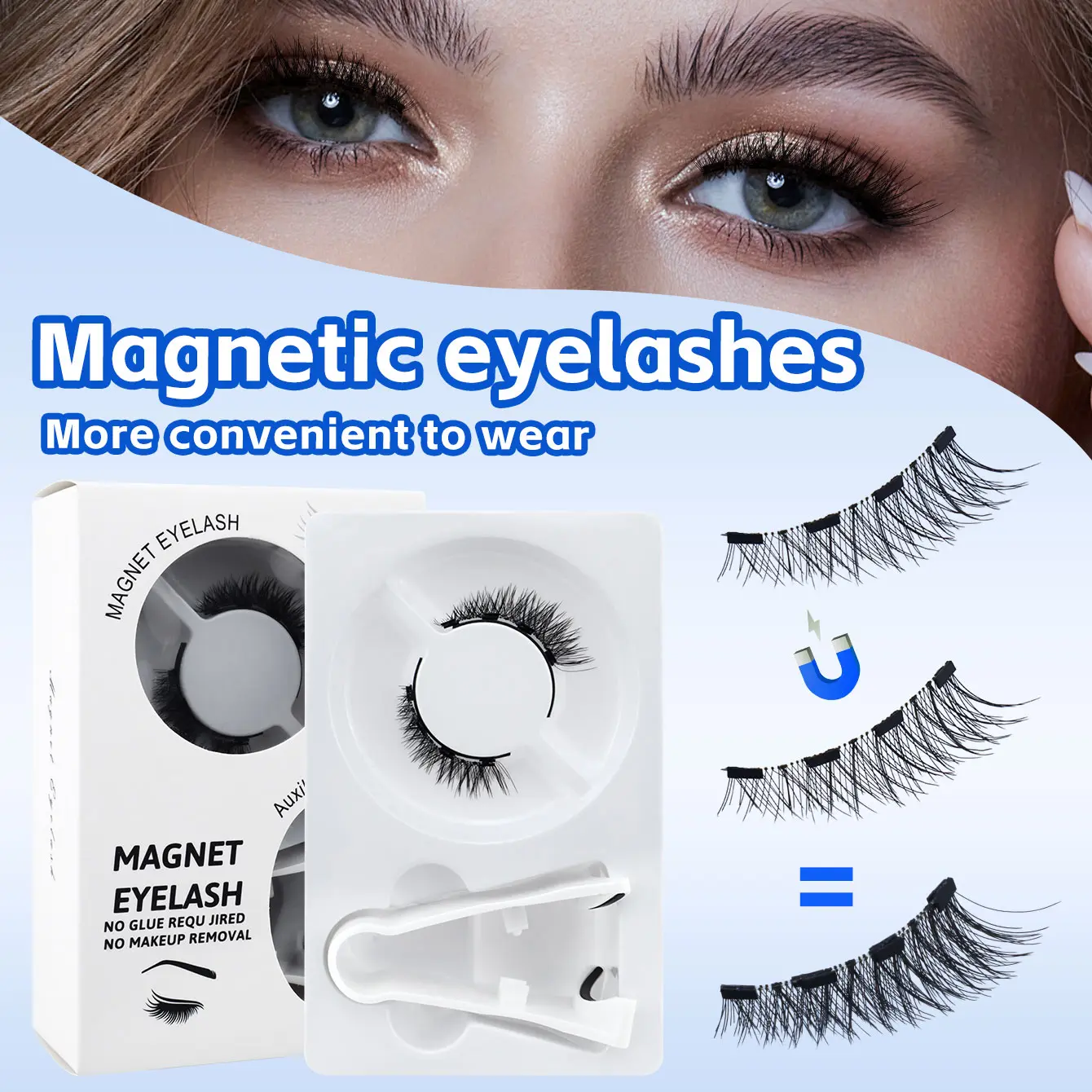 Magnetic False Eyelashes Set, Reusable No Glue Needed, Natural Look, Easy to Apply, Travel-Friendly, Daily Use Makeup Accessories