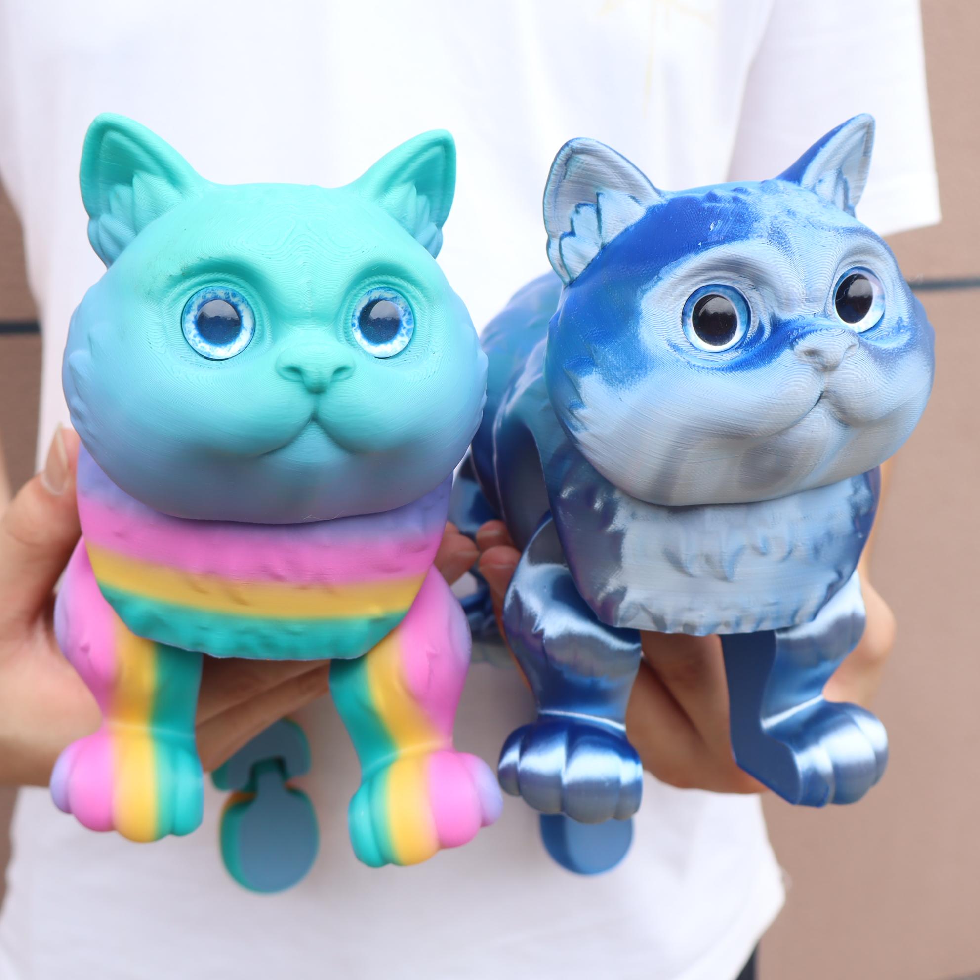 3D Printed Short Hair Cat Figurine, 36cm Rainbow Gradient, Moving Joints, Decorative Fidget Figurine, Perfect Home Decor, Birthday Gift, Christmas Present
