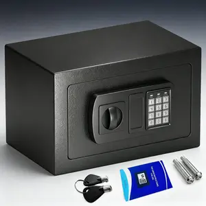 Compact Security Safe Box 0.23/0.44 Cu Ft Mini Money Storage Safe with Digital Keypad Keys Code Lock Black for Home Business Hotel