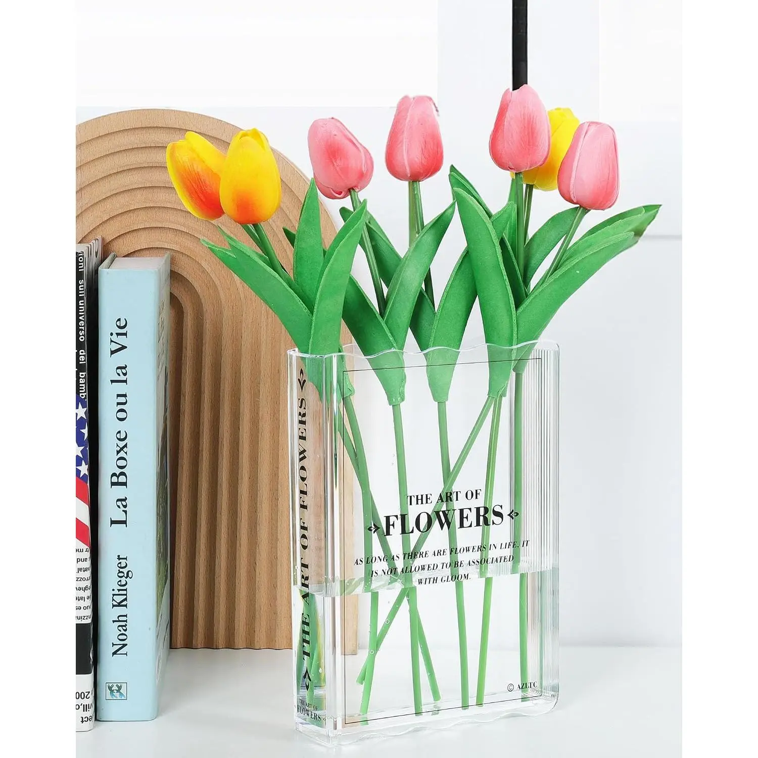 Book-Shaped Vase , Book Lovers Gifts Cute Clear  Vases | Aesthetic Room Decor,-Have for , Bookshelf, Bedroom, Office Decor for Women, Teacher  - Like  Day
