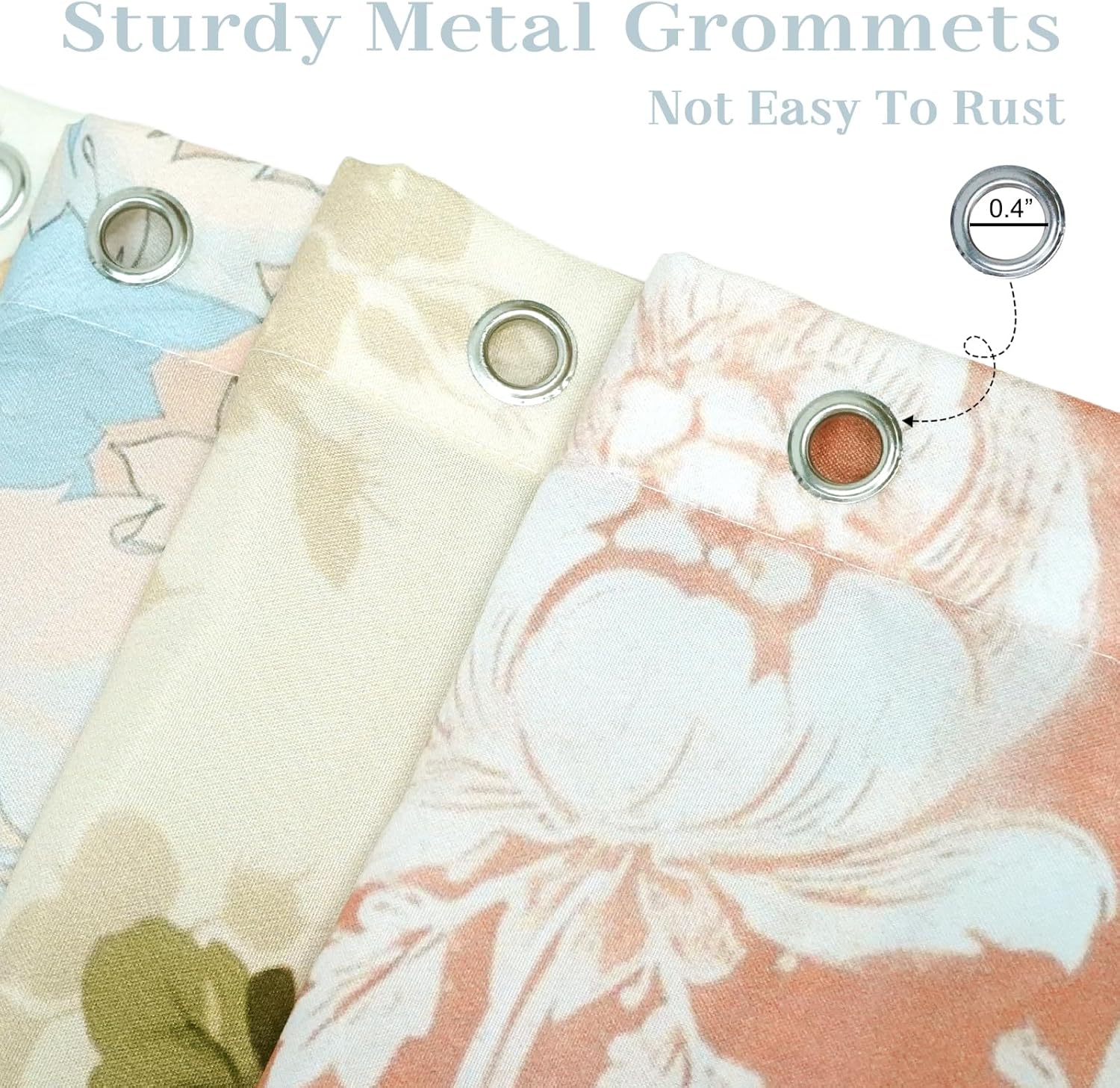 Boho Shower Curtain -  Floral Patchwork with 12 Hooks - Mid-Century   Retro Bath Curtain for Boho Floral Bath Decor -  Fabric 72 X 72 Inch