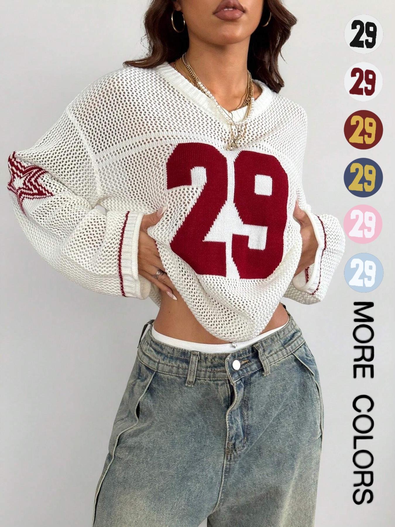 Hollow Football Y2k Sweater, Women Streetwear, Retro Fashion Pullover, Unisex Knitwear Tops, Knitted Sweater for Couple