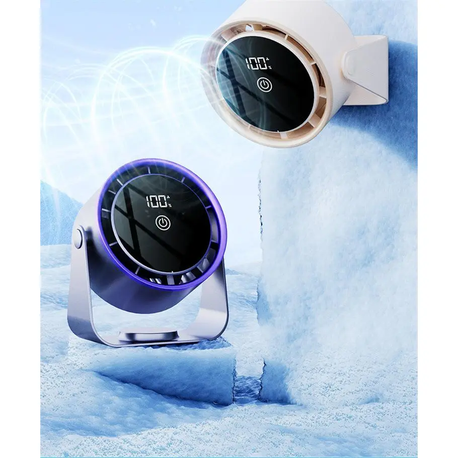 Rechargeable 2000mAh Premium Gray Cordless Adjustable Wall-Mountable Mini Circulation Fan - Small Size, Space-Saving, Adjustable Airflow, Dual Power Modes, USB Port, Optimized Silent Motor for Home, Office Cooling