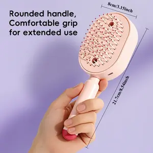 4-in-1 Electric Mist Air Cushion Hair Brush| Blush Pink Anti-Static Scalp Massage Comb, Portable On-the-Go Hair Care Tool, Cute Birthday Gift For Women & Teen Girls