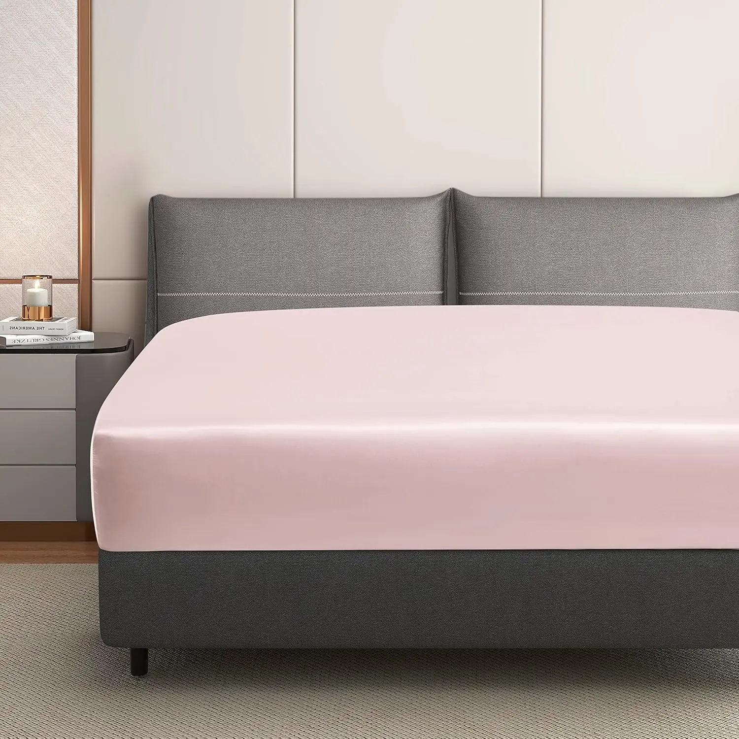Silk Blush Pink Twin Fitted Sheet, Deep Fitted Sheet Only, Breathable, Non- Fading, Fully Elasticized Bed Sheets Sold Separately