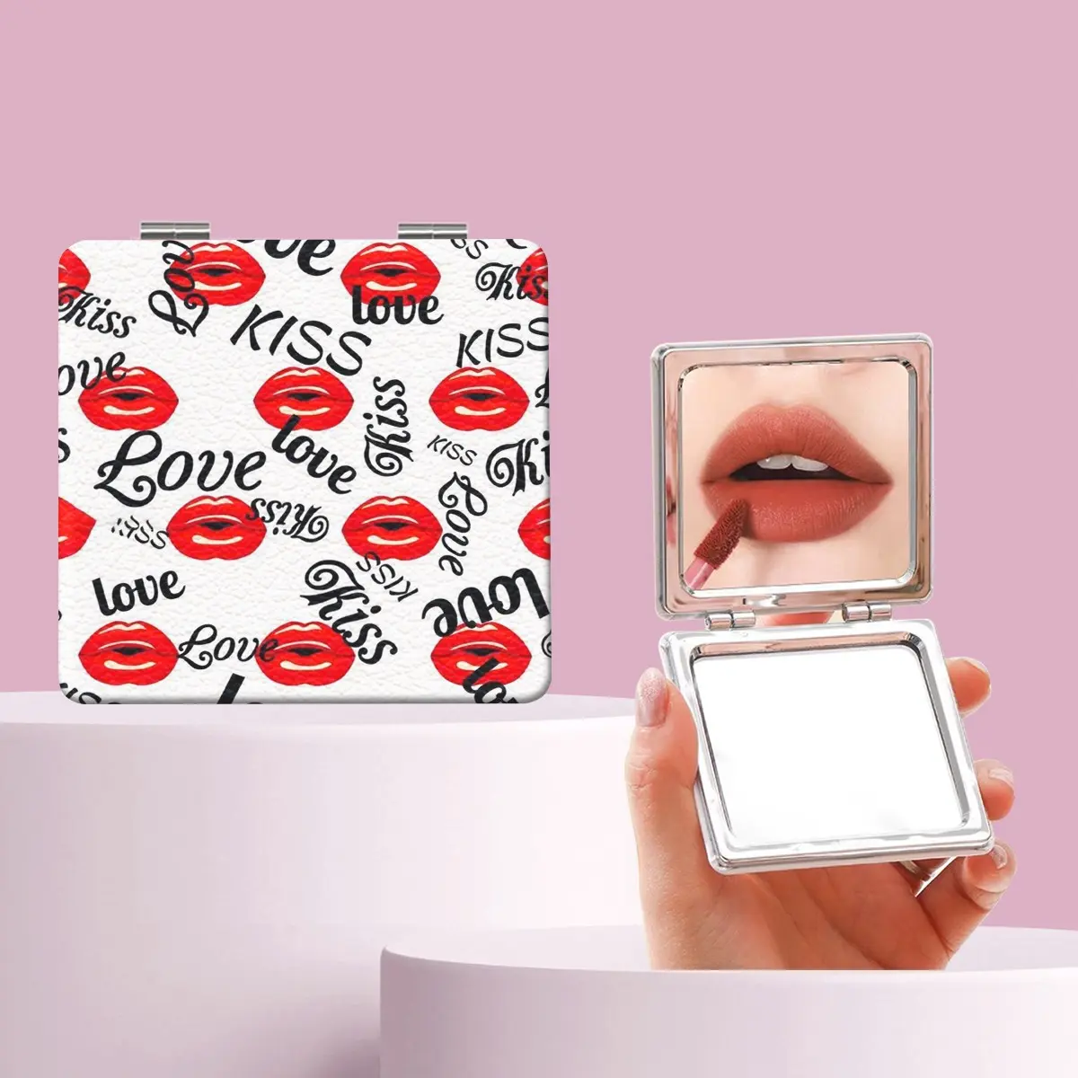Millennium Y2K Lip Letter Makeup Mirror, Portable Folding Mini Handheld Mirror, Ideal for All Occasions, Perfect Gift for Friends and Sisters
