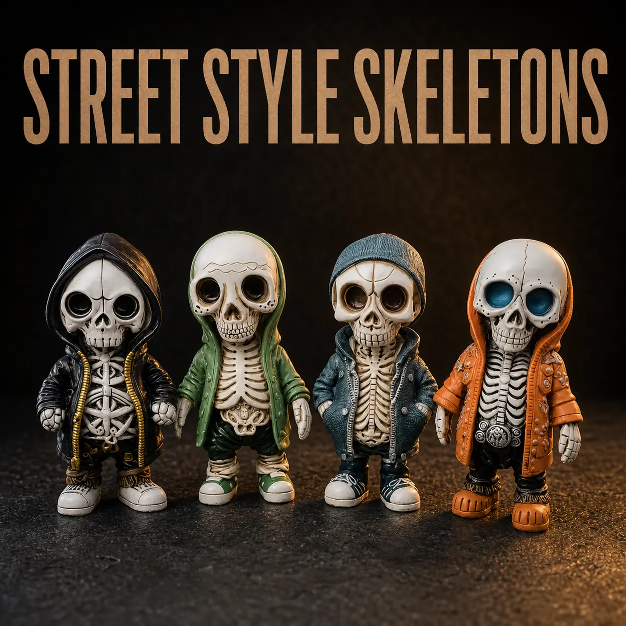 Halloween Hoodie Skeleton Ornament – Trendy Street-Style Skeleton Figurine for Creative Home & Yard Decor