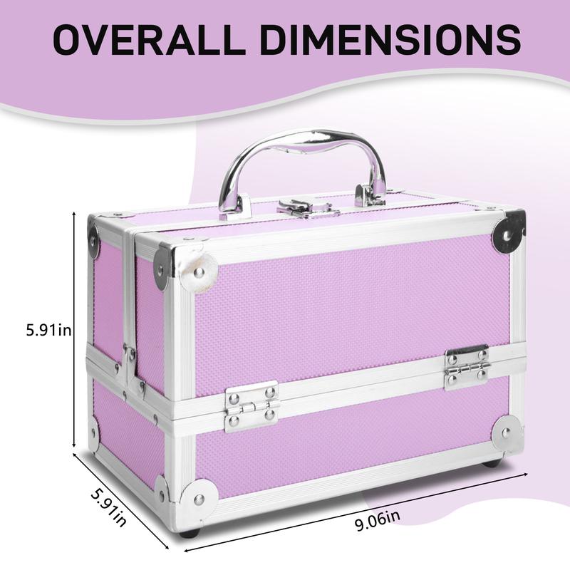 SM-2176 Aluminum Makeup Train Case Jewelry Box Cosmetic Organizer with Mirror 9"x6"x6" Pink