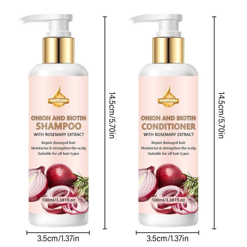 Onion Hair Care Set with Rosemary Extract, Onion, Biotin & Conditioner, Repair Damaged Hair, Nourish & Strengthen, Suitable for All Hair Types, Daily Use