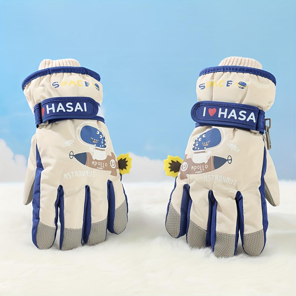 1 Pair Kids Ski Gloves Winter Warm Plush Gloves Cartoon Dinosaur Kids Split Finger Gloves Girl Fleece Cycling Gloves Thickened Five Finger Gloves Full Finger Gloves Suitable for Outdoor Snow Play Suitable for Children Aged 5-10, Gloves For Boy/girl