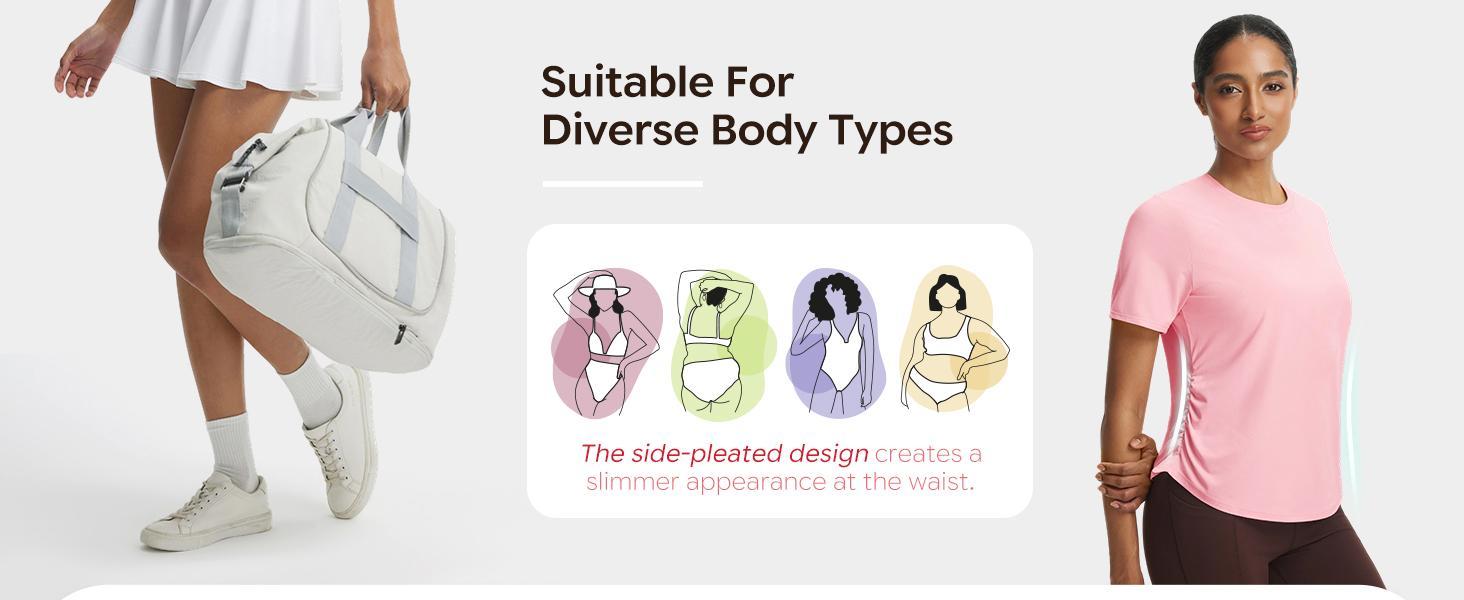 Baleaf Womens Short Sleeve Workout Tops Side Ruched Yoga Shirts UPF 50 Sun Protection Soft Athletic Tees for Outdoor Running