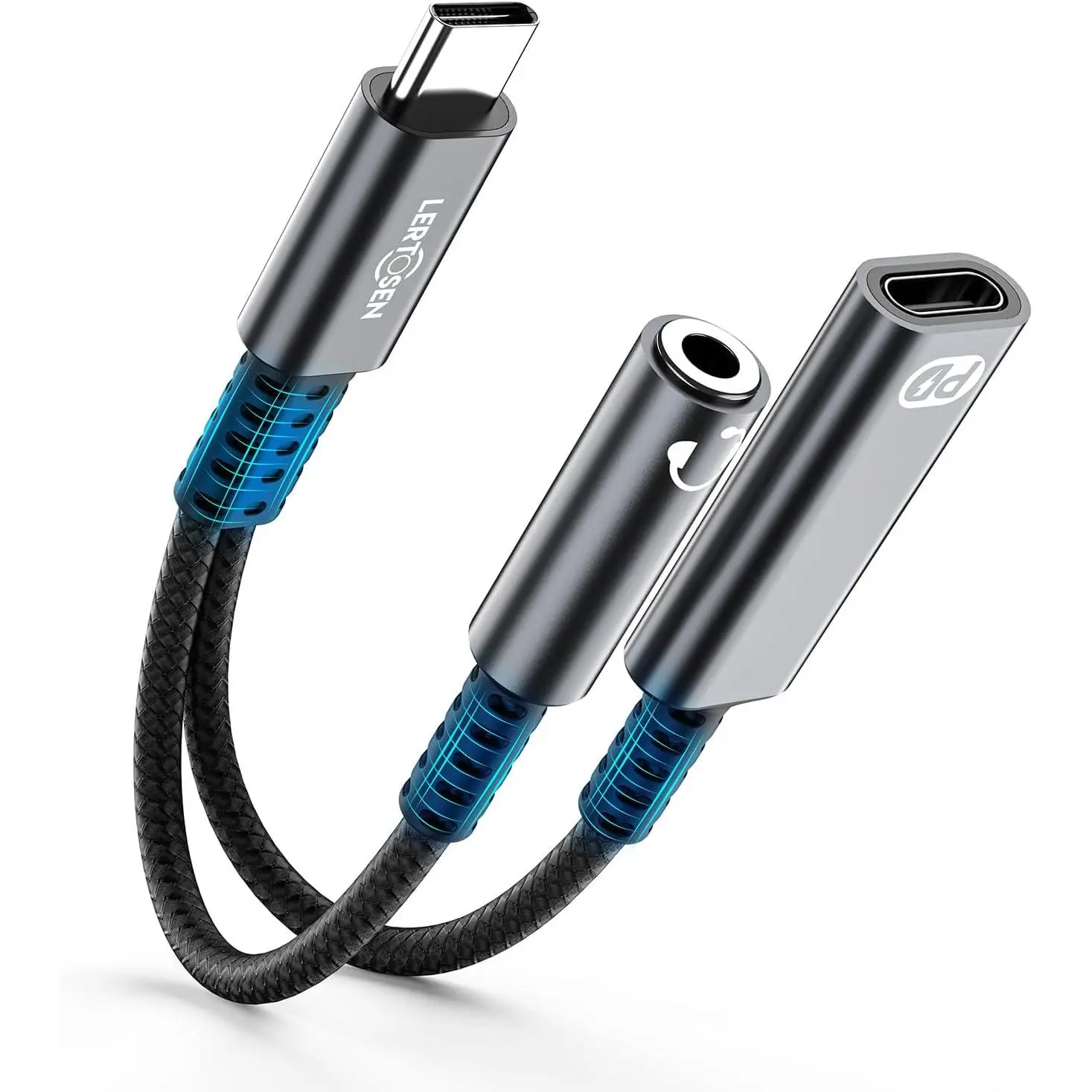 2-in-1 USB C to 3.5mm Wired Audio & Charger Adapter - Durable, Compact Synthetic Accessories, PD 60W Dongle Splitter for iPhone 17/16/15 Pro Max, Samsung S25/S24/S23, iPad Pro, Pixel, Pd Charging