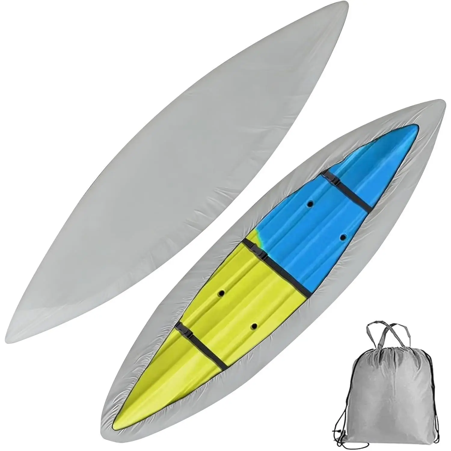 Kayak Cover,420D Heavy Duty  &  Kayak Covers for Outdoor and Indoor Storage, and Fade Resistant Canoe Cover (Grey, S (for 9.3-10.5ft Kayak))