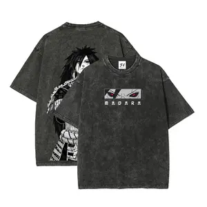 Uchiha Madara x Naruto Anime Double Printed Washed Tee Unisex Oversize Anime Manga Lightweight Cotton T-Shirt, Gift For Anime Fan Lover , Madara Fan , Madara Shirt , Naruto Merch
