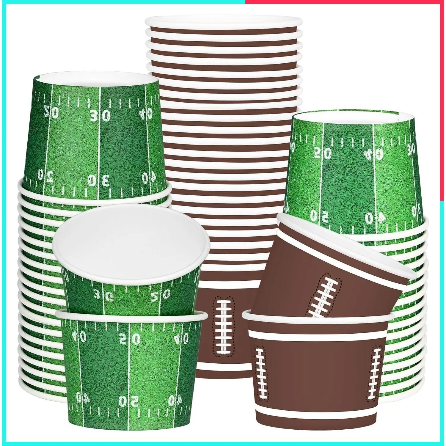 Football Party Supplies Kit for 50 Guests – Snack Cups, Birthday & Tailgate Party Decorations