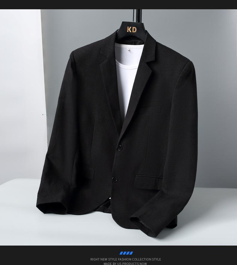 Men's Linen Blend Slim Fit Jacket  Breathable Casual Blazer, Two-Button Notch Lapel, Center Vent for Spring Fall