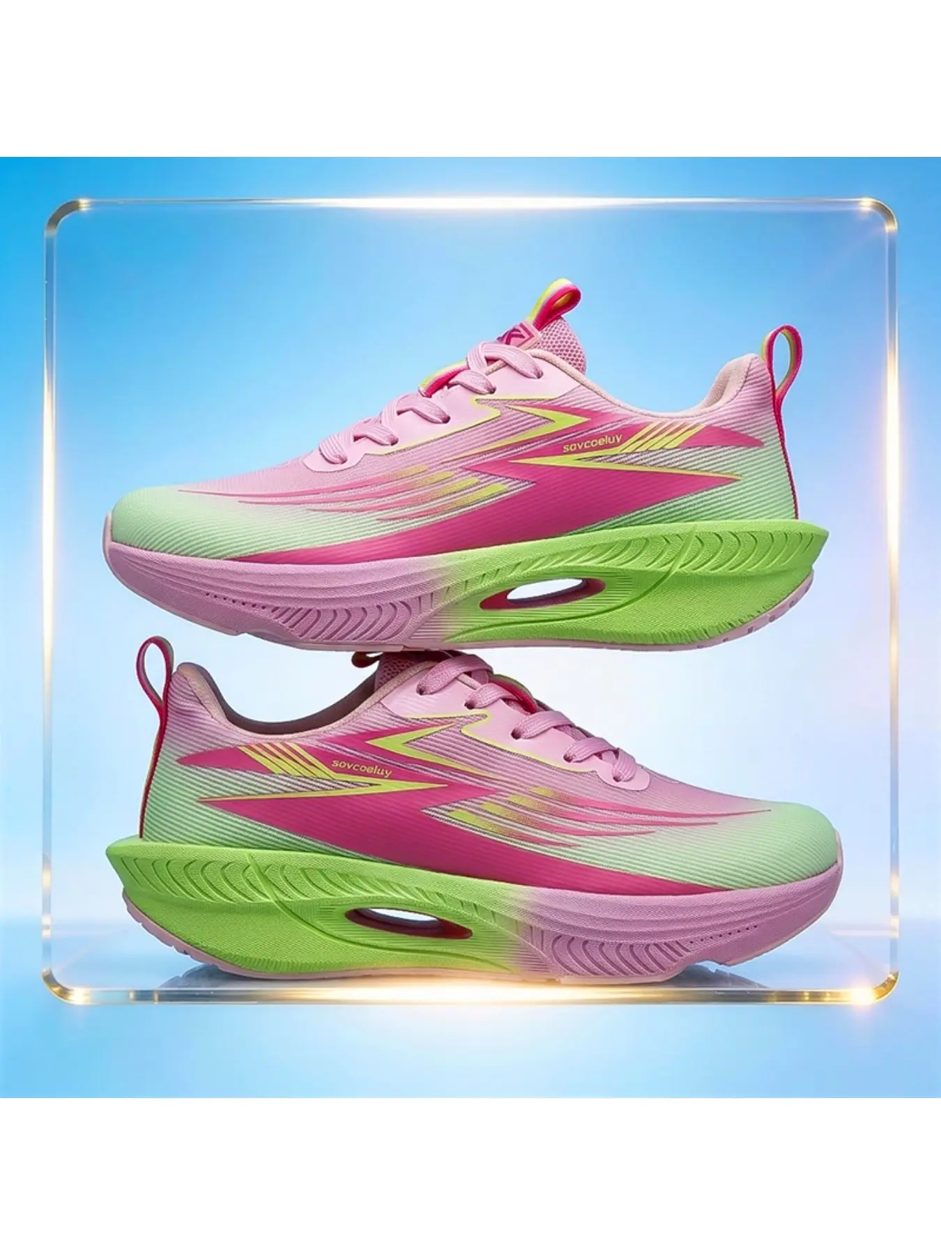 Couple Gradient Color Running Shoes, Soft Elastic Shock Absorption, Breathable Thin Design, Daily Training Slow Run Shoes