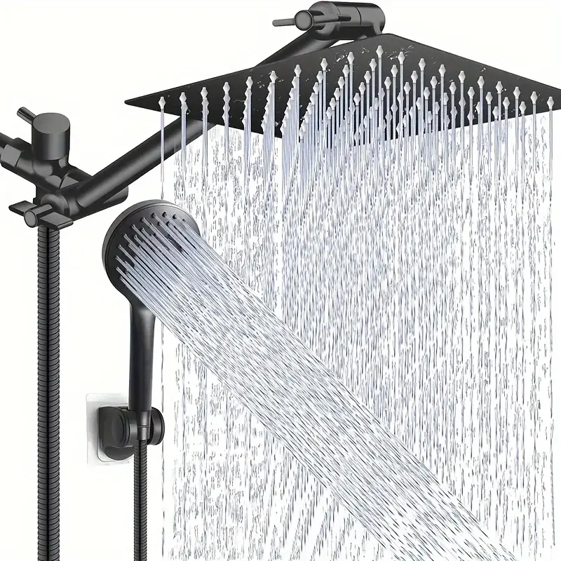 8-inch Rain Shower Head Set, High Pressure Rain Shower Head Combo with Adjustable Extension Arm & Handheld Shower Head, Bathroom Shower System