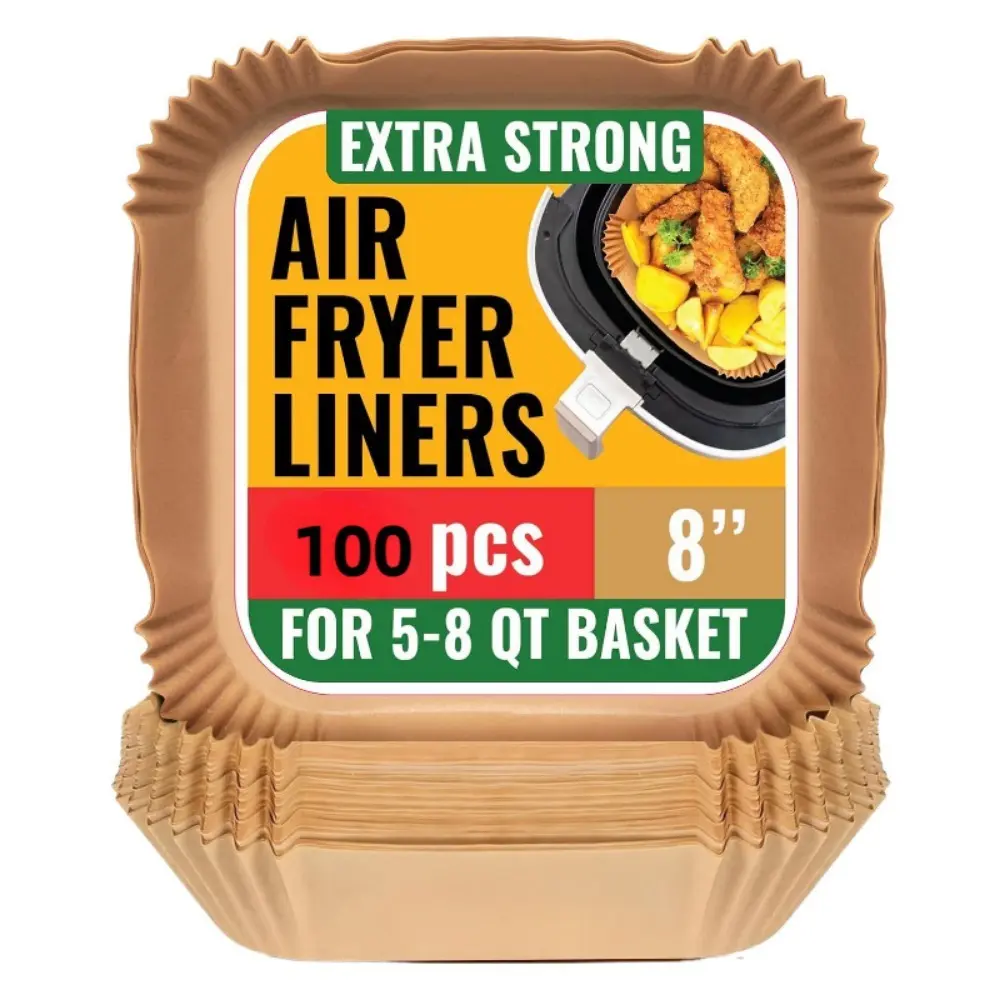 Disposable Air Fryer Silicone Paper Liners Round Square Rectangle Non-Stick Oil-Proof Baking Trays Heat Resistant Parchment Liners for Air Fryer Oven Cooking eat Resistant Airfryer Parchment Tray for 5-8 QT Air Fryers