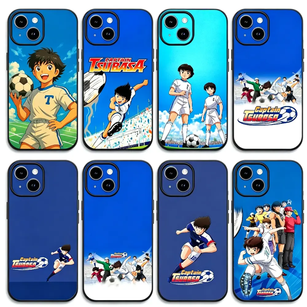 Classic Captain Tsubasa Soccer Anime Print Phone Cases for iPhone 17 Air 16 Pro Max 15 14 Plus 13 12 11, Soft TPU Shockproof Anti‑Drop Protective Cover, HD Fade‑Proof Football Manga Pattern, Birthday Christmas Holiday Gift for Sports Anime Fans