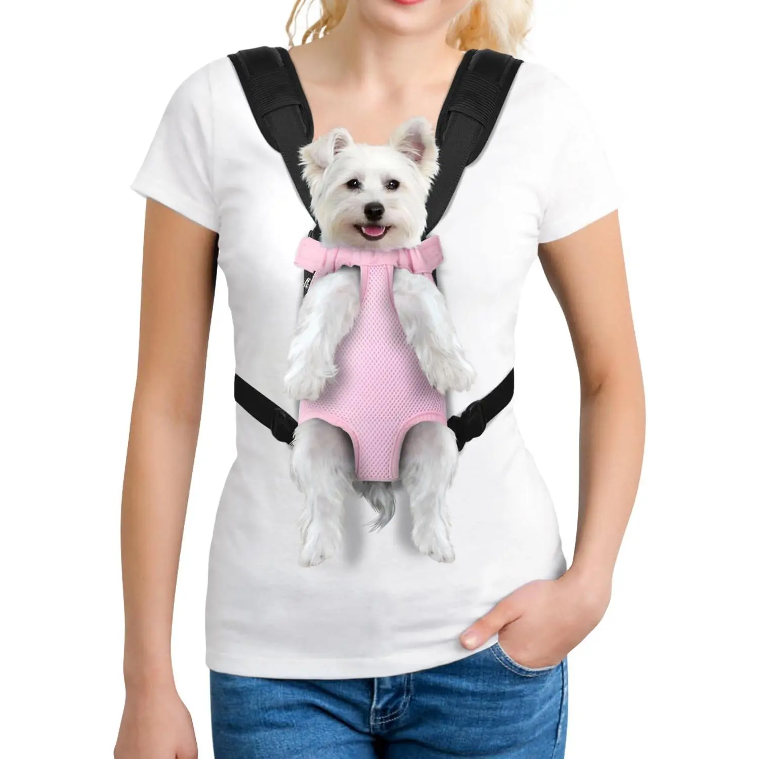 Front-Facing Adjustable-Leg Dog Carrier Backpack, Portable Carry Travel Backpacks for Small-Medium Dogs, Cats, Rabbits - Hiking, Camping Use