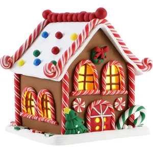 Gingerbread House Battery Powered LED Christmas Cottage Desktop Decoration Home Ornaments Christmas Decoration Style B