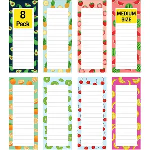 8 Magnetic Notepads – Notepads for Grocery List, Shopping List, To-Do List, Reminders -Strong Magnetic Back- Memo Notepad with Realistic Fruit Designs | 25 Sheets per Pad 7.5 x 3.5 inch (8 Pack)