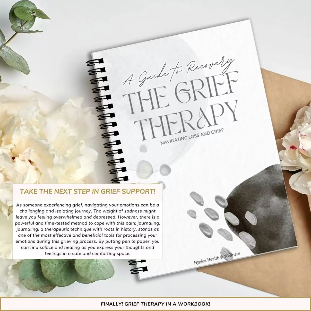 Grief Therapy Notebook, Coil Bound Emotional Management Journal, Blank Journal, Personal Growth Diary, Stress Relief Tool, Self Help Resource