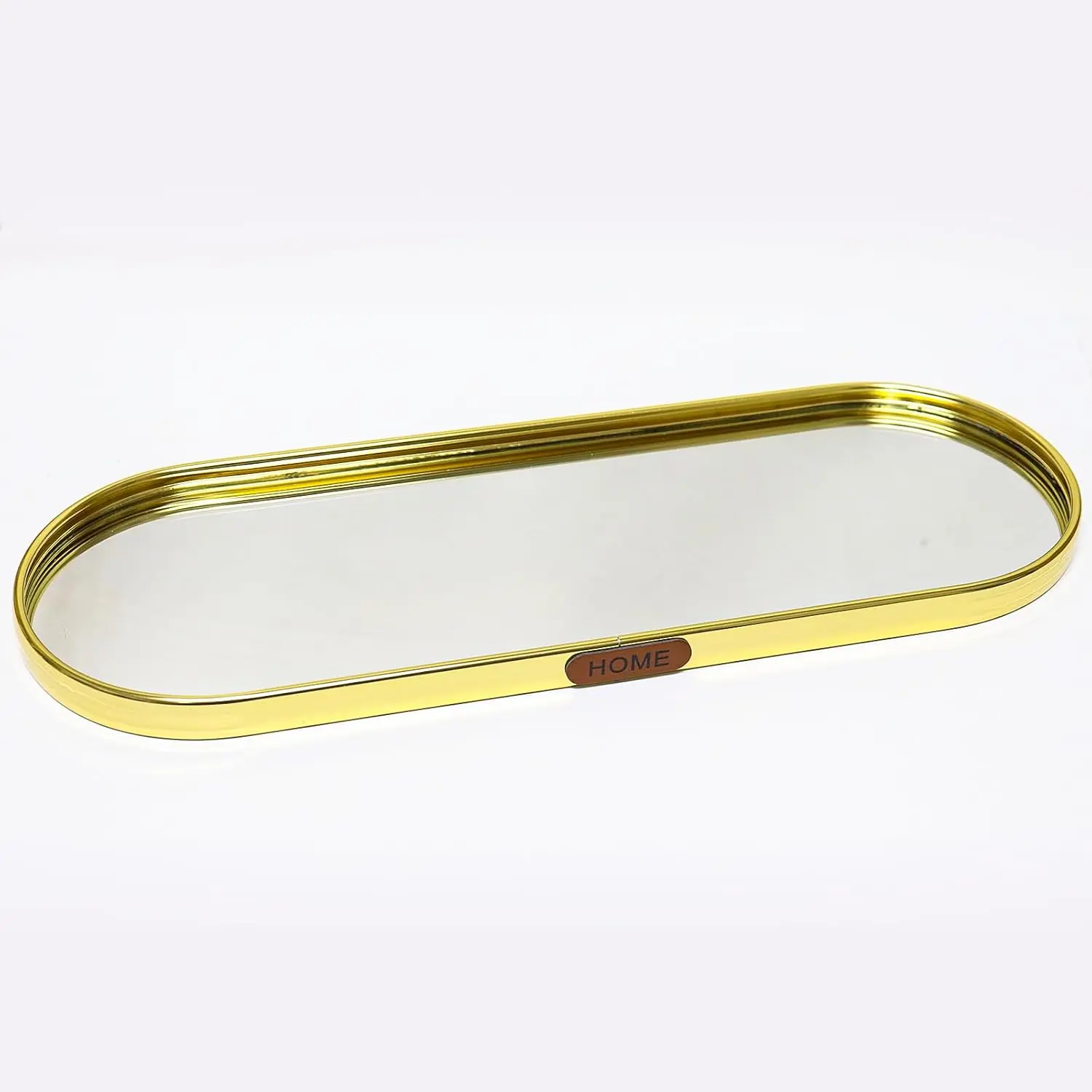 Stainless Steel  Tray,Decorative Tray, Tray, Perfume Decorative Tray Organizer, for Women,Oval Large-Golden