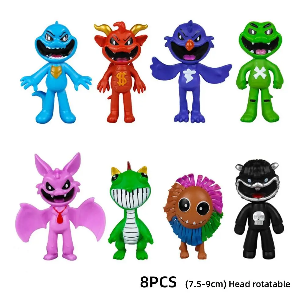 PVC Horror Cartoon Monster Smiling Collectible Model Toys Set Figure Desktop Decoration Ornaments Birthday Gifts