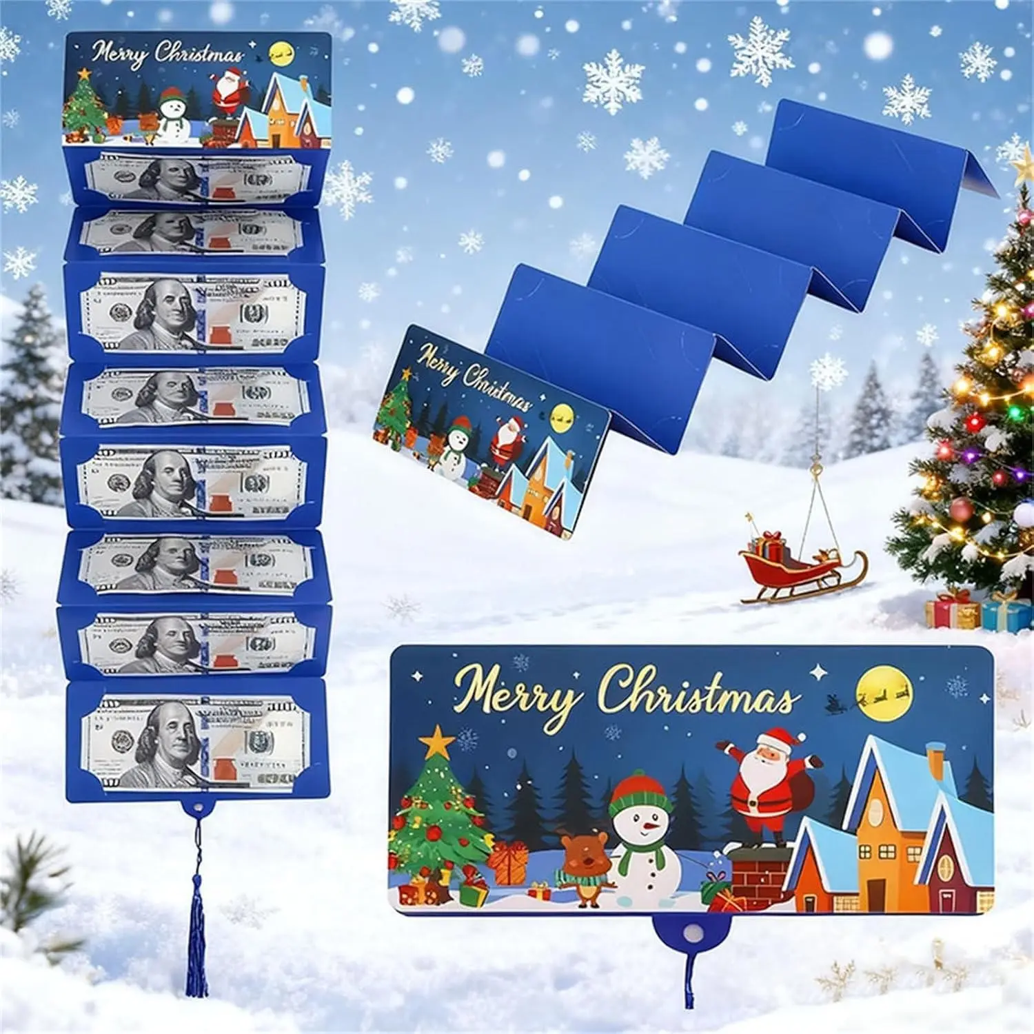 Christmas Santa Claus Money Envelope Set, Creative Foldable Packet Box, Holiday Gift for Kids Friends Family, Surprise Party Present, Party Favor