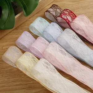 Vintage Double Layer Lace Ribbon, DIY Bow Tie for Clothing, Straw Hat Gift Box, Floral Decoration, Hair Accessory Trim Band