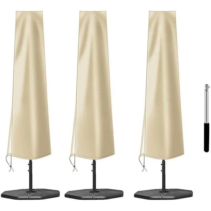 Umbrella Cover 420D Oxford Fabric Patio Umbrella Covers  with Zip, for 9ft to 12ft Garden Outdoor Umbrella (Beige, 3 Pack)
