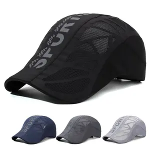 2026 Summer Letter Print Cap for Men, Breathable Mesh Sunshade Quick-Dry Cap, Outdoor Sun Protection Duckbill Cap
