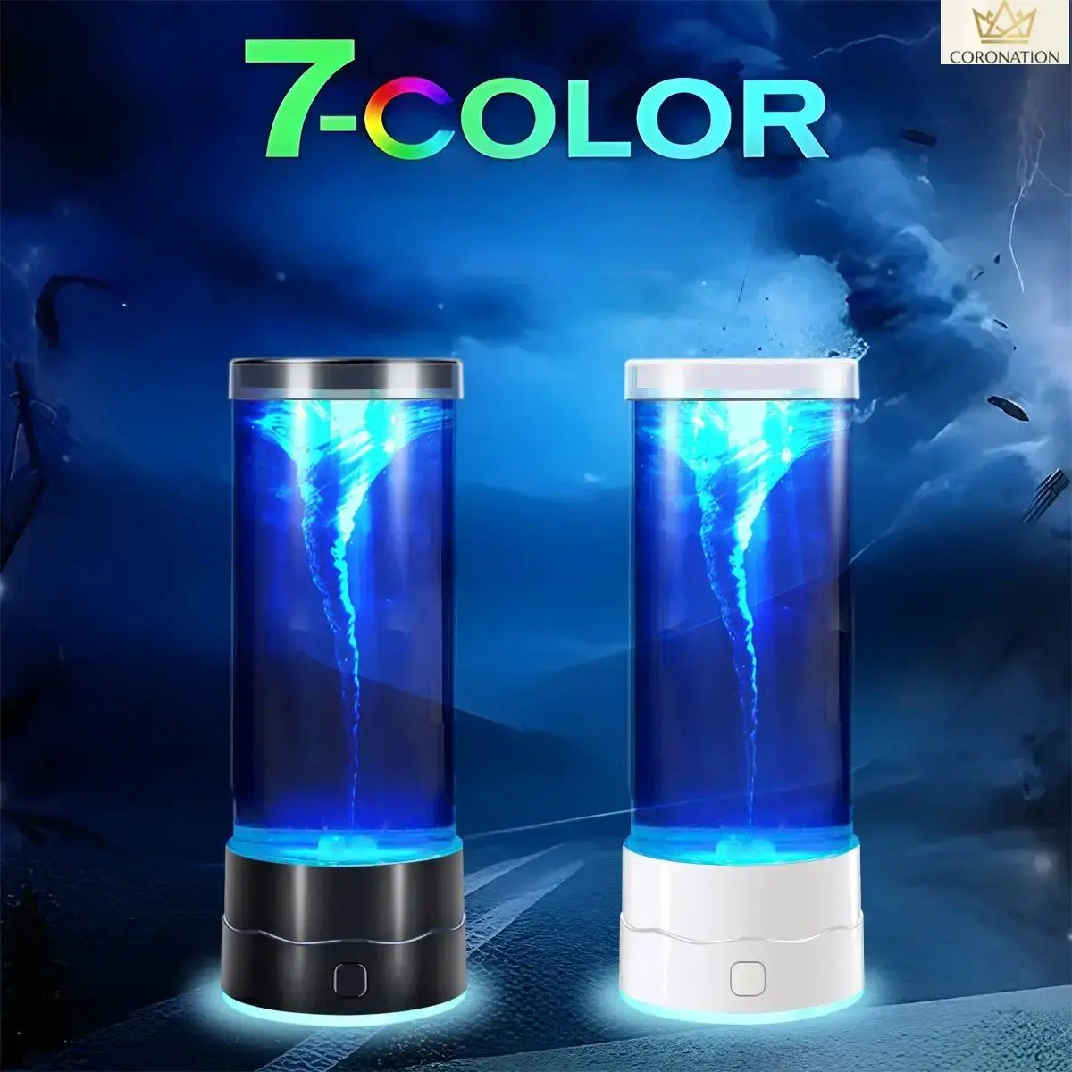 LED Jellyfish Vortex Desk Lamp - Ocean Themed Stuff with Tornado Water Effect, Color-Changing Indoor Use Night Lighting, Creative Desktop Decor for Bedroom, Office, Ambient Mood, Game Room Accessories