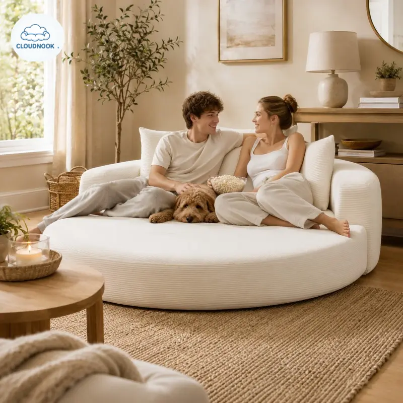 Convertible sofa couch bed,multi-functional,circular bed,adjustable Futon sofa ,No Assembly compressed corduroy floor lounge sofa for Apartment office bedroom living room