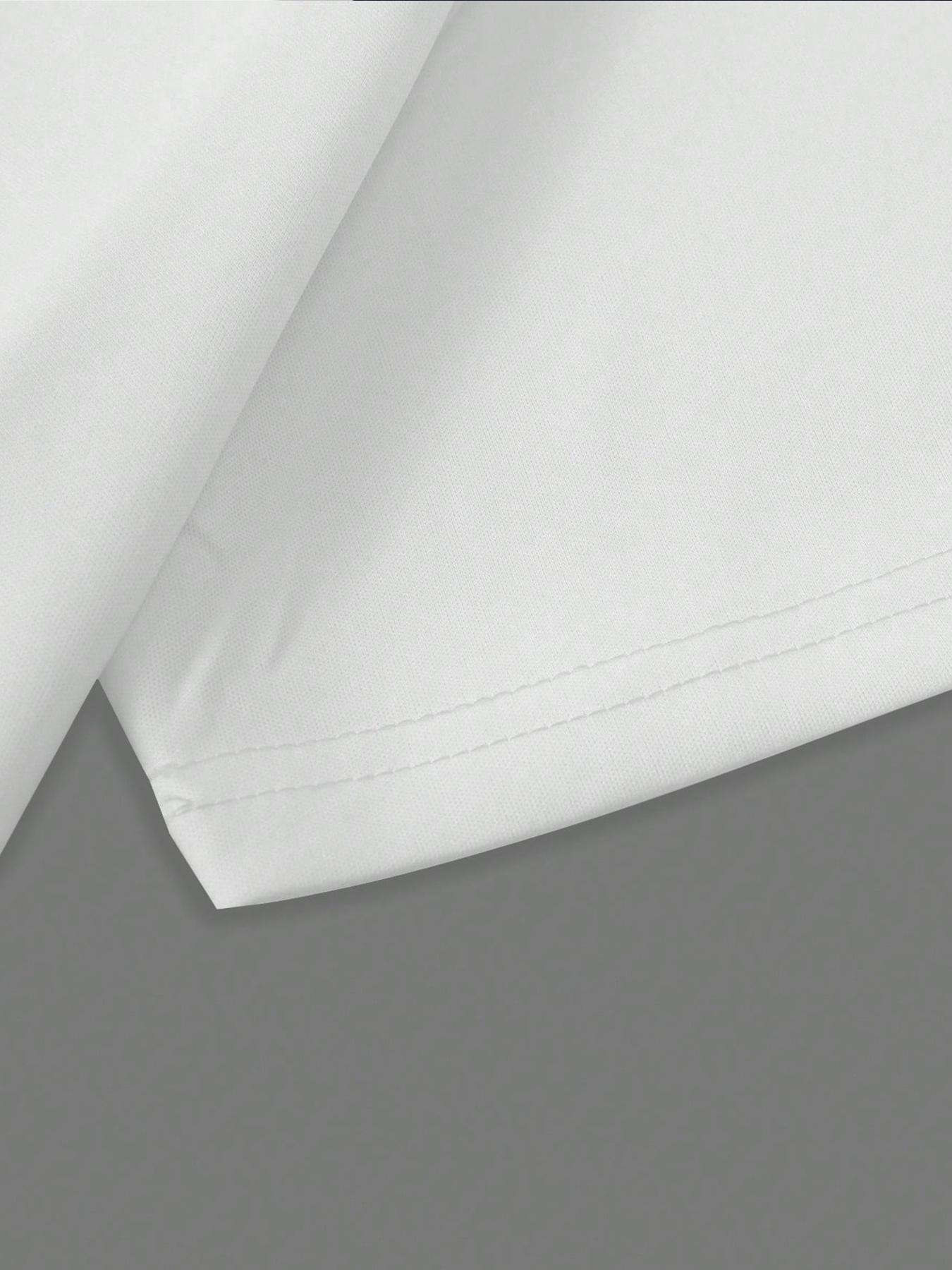 Men's Letter Print Round Neck Tee, Regular Fit Casual Short Sleeve T-shirt, Men's Summer Top for Daily Wear