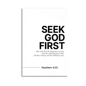 (New Product Launch) Inspirational Matthew 6:33 Seek God First Bible Verse Artistic Print, Waterproof Christian Paintings, Box-Included Home Decor for Kitchen & Room Decoration (Home Supplies, Posters & Prints)