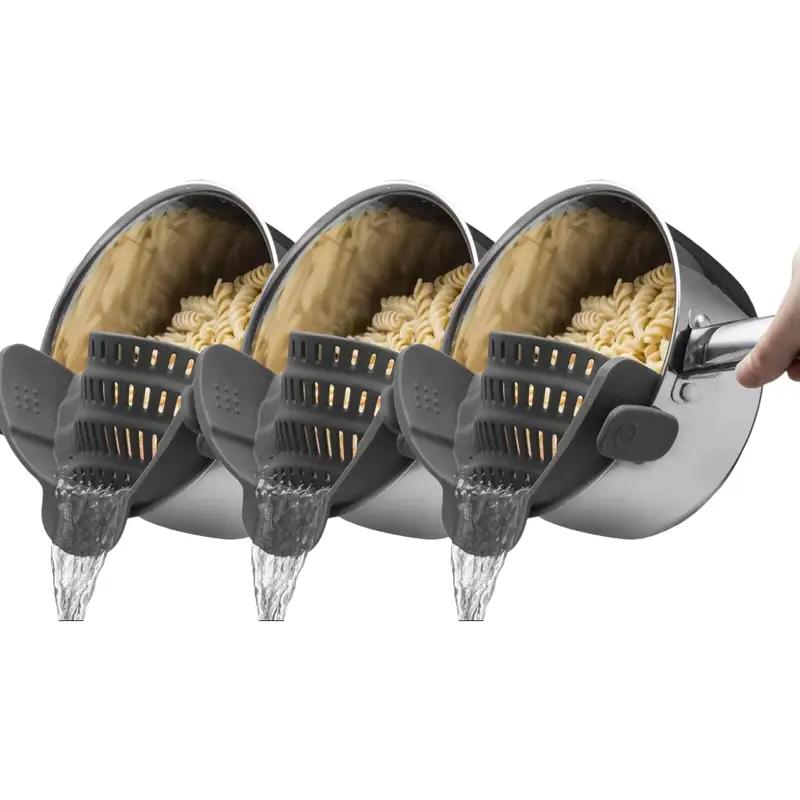 Silicone Pot and Pasta Strainer, Cookware, 1 Count Adjustable Silicone Clip on Food Strainer Clamp for Kitchen Cooking Pot