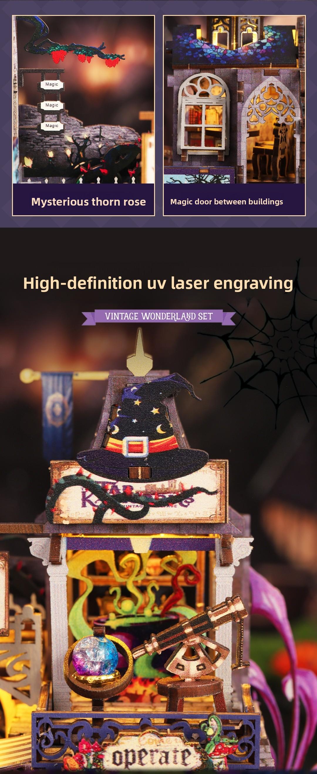 Magic Gate DIY Book Nook Kit - 3D Wooden Puzzle Miniature House with  Light| Enchanted Library Bookshelf Decor| Perfect Creative Gift for Hobbyists & Magic Fans