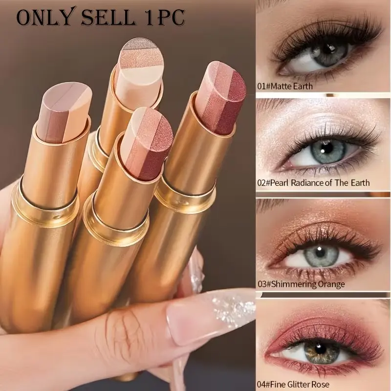 Creamy 3-in-1 Highlight Shadow Stick, dual finish versatile for all skin daily simple makeup