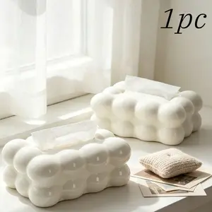 Creamy Cotton Candy Theme Plastic Napkin Holder, Large Luxury Cloud Shape, Home Bedroom Office Desk Decor, Paper Storage Container